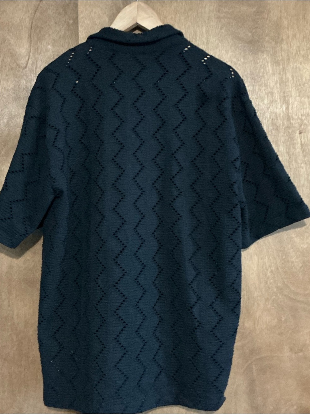 Zara Black Openwork Button-Front Knit Heavyweight Shirt - Picture 5 of 6